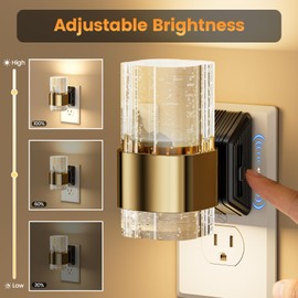 PORTEFELL Night Lights Plug into Wall, Dimmable LED Night Light [1-Pack], Acrylic Dusk to Dawn Sensor Nightlight, Adjustable Wall Lights for Bathroom, Hallway, 3000K Warm White