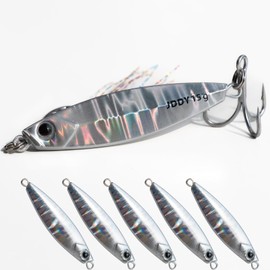 HXGHAR Sinking Micro Jigging Metal Spoons Highly Realistic Fish Scale Pattern Jigs Fishing Lures Bait (6# Shiny Body-6PCS, 2.56in/0.88oz/25g)