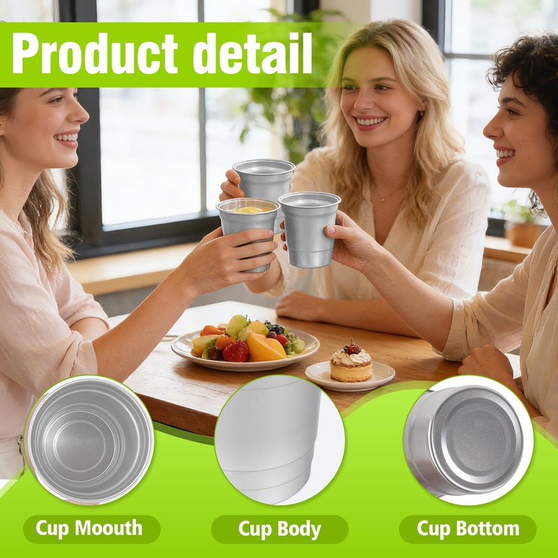ABUKE Disposable 16oz Aluminum Cups, 24-Pack – Heavy Duty Recyclable