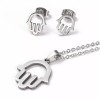 Unbranded Religion Stainless Steel Set Pendant Necklace Earrings Hamsa Silver