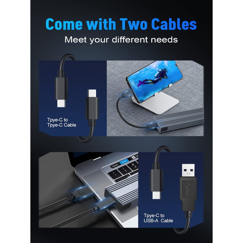 VCOM M.2 SSD External Case, NVME/SATA Compatible, 10Gbps, 6Gbps, SATA