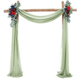 Lukery Wedding Curtain Wedding Arch Valance Curtain Free Hand Decoration Canopy Bed Curtains Fabric Tulle Transparent Voile Decoration