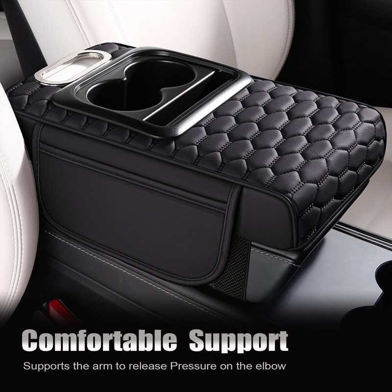 Priprilod Black Car Center Console Armrest Pillow, Memory Foam with
