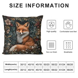 Vintage Fox Floral Decorative Throw Pillow Covers 18x18 Inch Farmhouse Cushion Cover Plush Pillow Case for Couch Sofa Bed Outdoor Home Decor