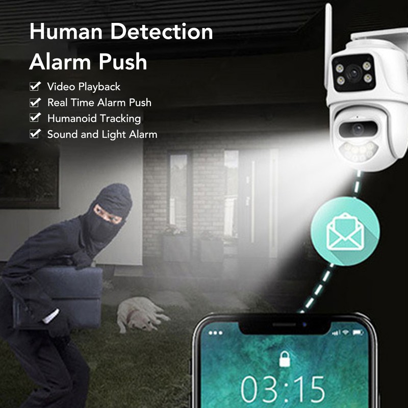 WiFi Security Camera Dual Lens HD Night Vision Remote Control