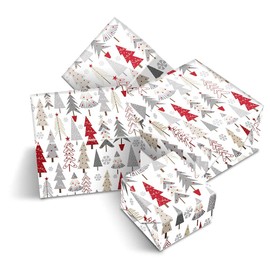 4 x Large Sheets Wrapping Paper 70x50cm Happy Birthday | Winter Forest Trees Love Heart Snowflake Pattern Thick Gift Wrap Fully Recyclable and Eco Friendly #170079