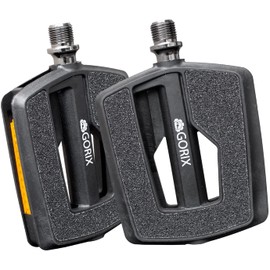 GORIX GX-F558 Bicycle Pedal, Non-slip, Flat Pedal, High Grip, Black Surface, Reflector Included, Nylon, Shoe Friendly Surface Grip, Non-Slip, Wide Wide, For Road Bikes, Cross Bikes, MTB and Other Bicycles, Commuting to Work or School