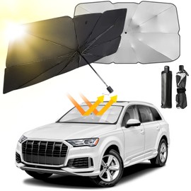 Auto Frontscheiben Sonnenschutz, Auto Windschutzscheibe Sonnenschirm Regenschirm, UV-Schutz für Windschutzscheibe, 360° Drehbar Faltbarer, für meisten Auto & SUV, Personenkraftwagen, M