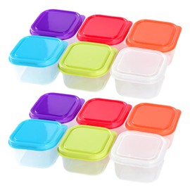 12 PCS Small Plastic Containers, 100ml Baby Food Storage with Lids, BPA Free Small Plastic Pots, 3.51oz Freezer Food Storage Pots, Reusable & Stackable Baby Food Storage Boxes for Kids (6 Colors)