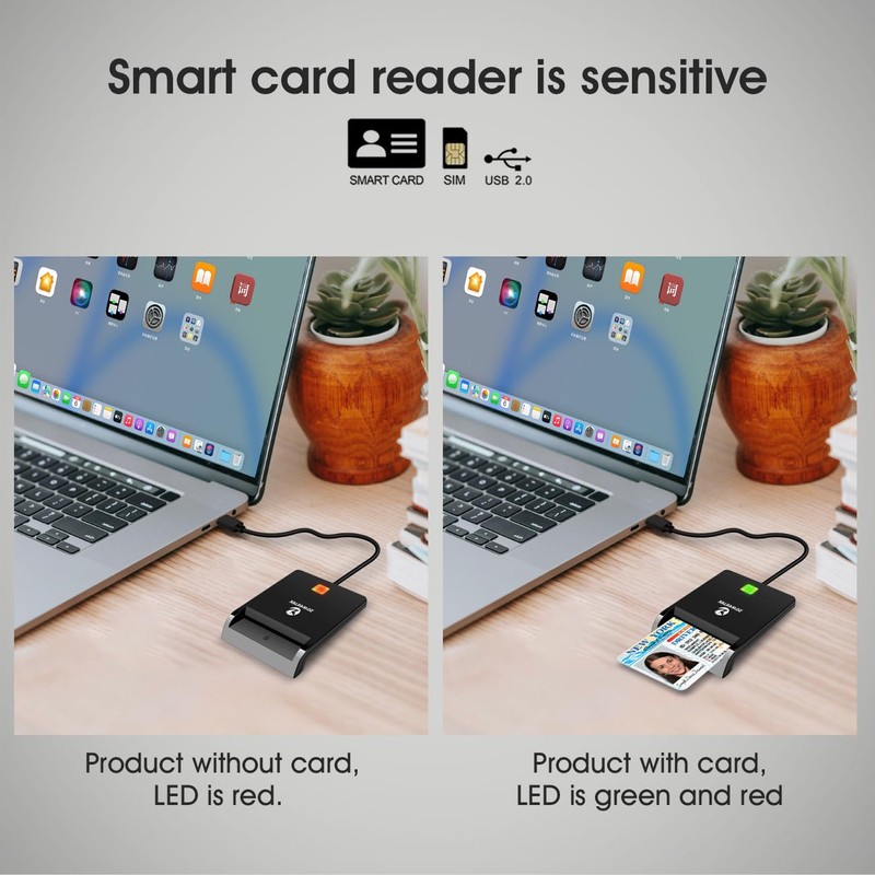 ZOWEETEK Type C CAC Reader, Smart CAC Card Reader USB