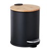 SIDIANBAN Small Bathroom Trash Can with Bamboo Lid, 1.3Gal/5Liter, Black,