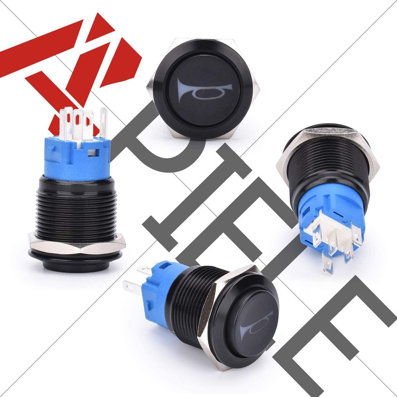 APIELE 19mm 12V Momentary Speaker Horn Push Button Toggle Switch