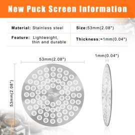 IKAPE 53mm Espresso Puck Screen, Food-grade 316 Stainless Steel Coffee Puck Screen-Ultra-thin, Ultra-light, Resusable Coffee Ground Filter Designed for Professional Baristas
