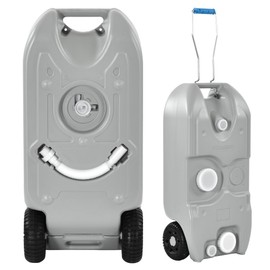 YITAMOTOR 40L Portable Water Tank with Solid Handle, Odorless Tote for Camper with Large Wheels, Portable Water Holding Tank with Filling and Draining Ports for Efficient Water Management, Gray