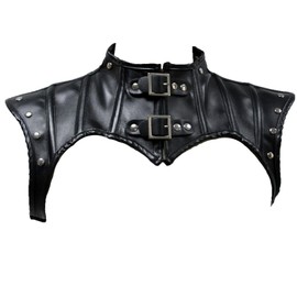 Leather Shoulder Cover Cape Belt Cosplay Party Costume Women Armors Shawl Scarf PU Leather Punk Gothic Knight Armors Leather, Black-m