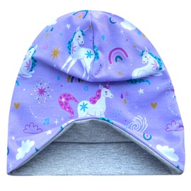 Wollhuhn Eco Beanie for Boys/Girls/Children, Comfortable Soft Long Hat/Beanie Hat/Knitted Hat/Children's Hat, Jersey Lining, for Transitional Periods, (Eco/Organic Fabrics)