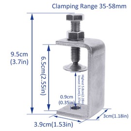 2 Piece C Clamp Stainless Steel C-Clamp Set Heavy Duty Carrier Clamp Fixture Tiger Clamp for Clamps Tensioner Olzarbeiten Tool DIY Welding Carpentry Can Clamp Thickness 35-58 mm