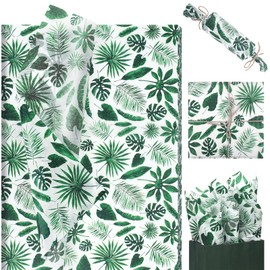 100 Sheets Palm Leaves Tissue Paper, 20x14 Inches, Palm Leaves Printed Wrapping Paper Hawaiian Palm Leaves Wrapping Tissue for Summer Hawaiian Wedding Gift Wrapping Party Supplies Decration