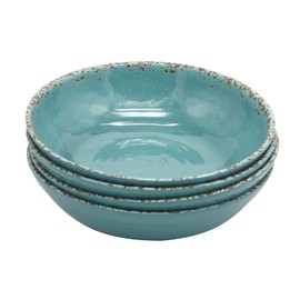 LOK-OSEMILE Gourmet Art Crackle 9" Melamine Salad and Pasta Bowls -Aquamarine Blue 45 Ounce Set of 4