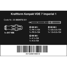 Wera - 5003473001 KK VDE 60i/68i/7 Insulated Interchangeable BladePouch Set (SL/PH/SQ), 7 Piece