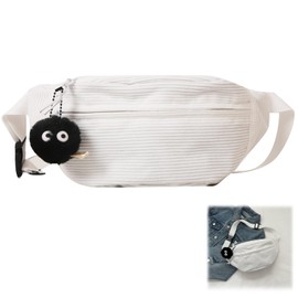 Bum Bag Women's Corduroy Practical Bum Bag Cord Crescent Moon Bag Women's Crossbody Bag Women's Corduroy with Shoulder Strap Adjustable Belt Bag Chest Bag for Work Shopping School Work Shopping, White
