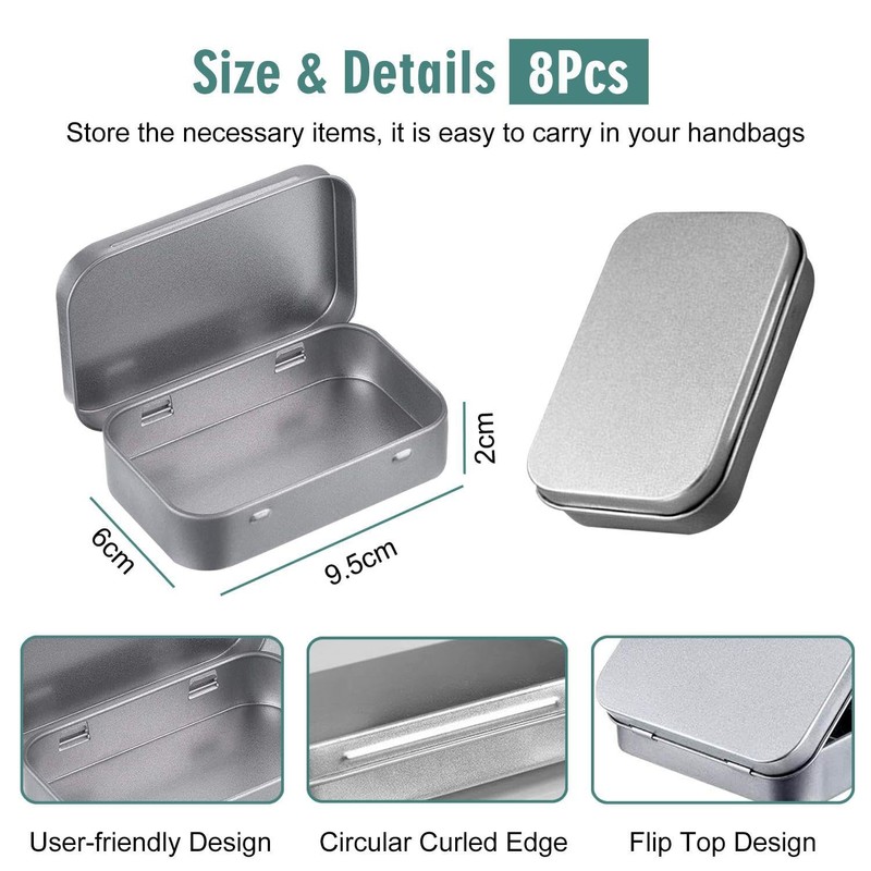 CQQNIU 8-Piece Iron Box With Lid, Rectangular Storage Box, Mini