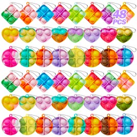 TOANWOD 48PCS Party Bag Fillers for Kids: Chritmas Stocking Pop Keyring Fidget Toys Pack - Bulk Birthday Party Favours for Kids Party Bag Ideas - Pinata Class Gifts Prize for Girls Boys