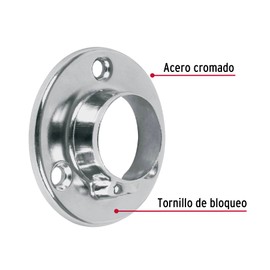 Hermex BTR-3 Brida cromada para tubo redondo de closet, color, pack of/paquete de 1