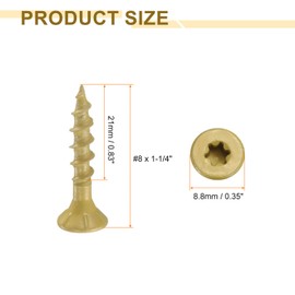 HARFINGTON 100pcs Deck Screws #8 x 1-1/4" Torx Exterior Wood Screws Rust Resistant Epoxy Coating Outdoor Decking Screw with T25 Star Drive Bit, Screws for Decks Fences Machinery Ship