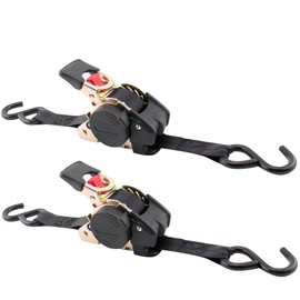 Erickson 34415 Pro Series Black Retractable Ratcheting Tie-Down Strap (Pack of 2, 1" x 10')