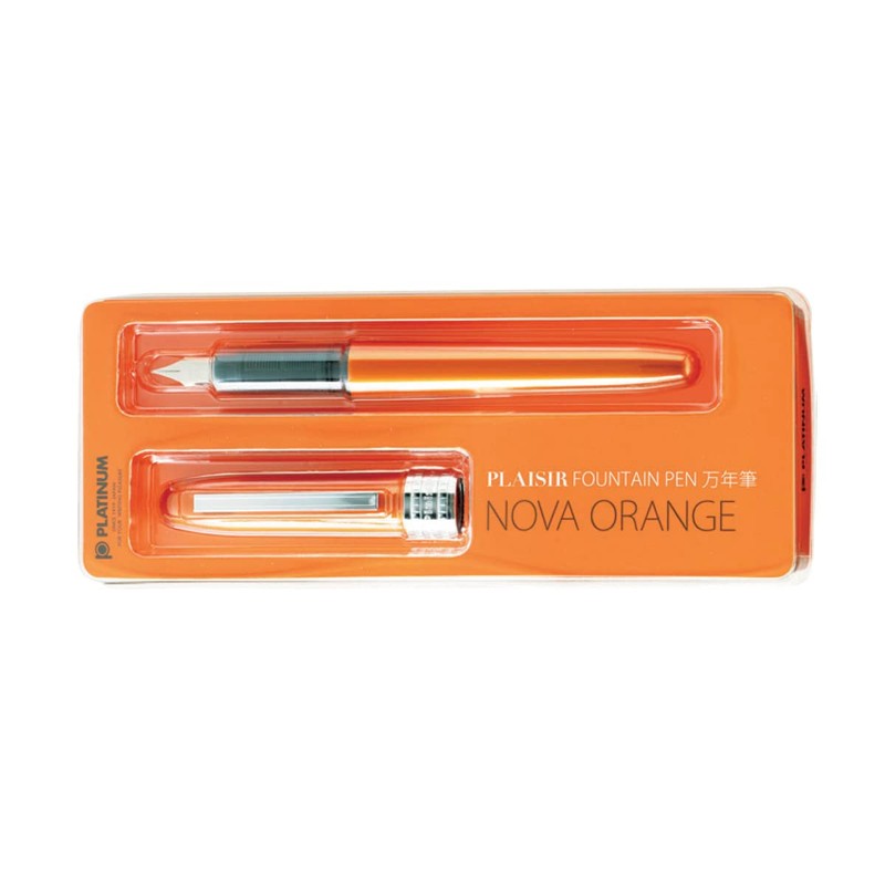 PLATINUM Plaisir PGB-1000#25 Fountain Pen/Nib Thicknesses: Fine/Colour: Nova Orange/Handmade/Plastic Packaging/Fountain