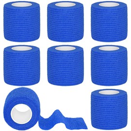Tindobewan 8 Rolls Cohesive Bandage 2” x 5 Yards Self Adherent Bandage Wrap Breathable Vet Tape Elastic Adhesive Bandage for Sports, Wrist, Ankle, Tattoo Wraps(Blue)