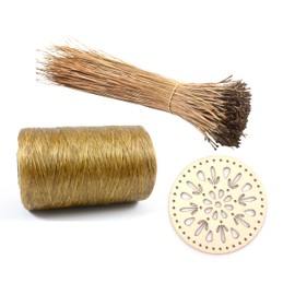 Kulay Pine Needle Basket Kit with 8-oz Bundle Florida Long-Leaf Natural Pine Needles, 300-Yard Natural Artificial Sinew and Wooden Base