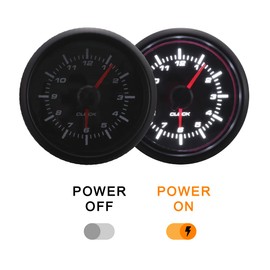 MOTOR METER RACING MGS Series 52mm 2-1/16" Electrical Clock Gauge 0~12 Hour Format Black Dial White LED Backlit Waterproof