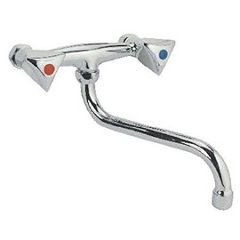 Sanixa GO7002 Wall Tap Swivel Kitchen Wall Valve Mixer Tap Kitchen Tap Two Handle Tap Warm Cold