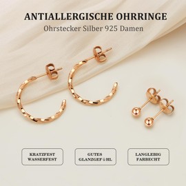 Earrings 925 Silver Set, Hypoallergenic Waterproof Stud Earrings Silver Women, Earrings for Multiple Ear Holes (Circle, Ball, Disc) Stud Earrings Women's Gold/Silver/Rose Gold Gifts for Women