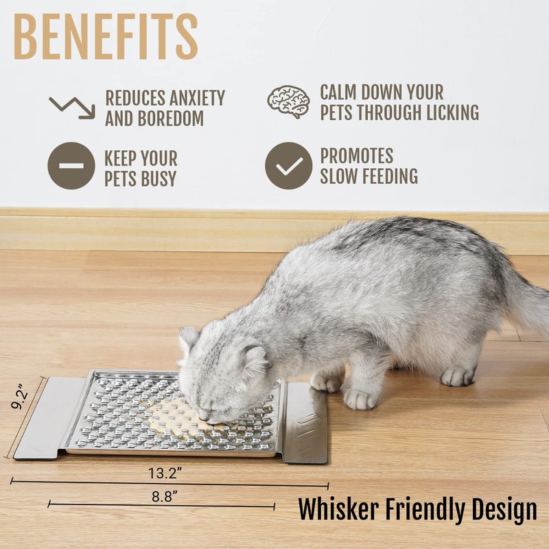 PEGGY11 Durable Stainless Steel Lick Pad for Cats & Dogs