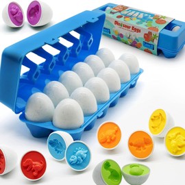 MOONTOY MOONTOY Dinosaur Matching Eggs for Toddlers C Easter Eggs Toy C 12PCS Educational Learning Color & Shape Recognition Montessori STEM Toy, Sorting Fine Motor Skills, Easter Gift, Easter Basket Stuffers