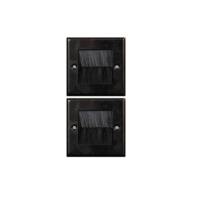 electrosmart Black Single Gang Brush Strip Wallplate/Wall Plate/Faceplate Cable Tidy