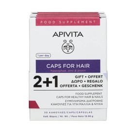 Apivita 2+1 FREE Apivita Caps For Hair Hippophae Zinc & Biotin, 3x30Caps