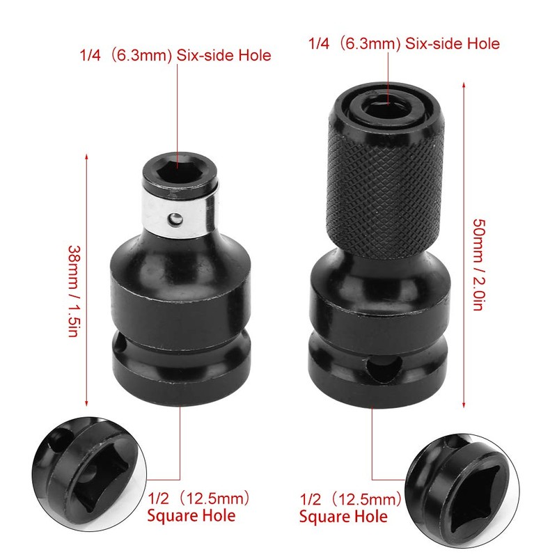 2 Pieces Socket Adapter, Hex Socket Telescopic Socket Adapter Telescopic