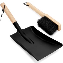 INNO STAGE Ash Shovel and Brush Set - Fireplace Tools Set Hearth Indoor Outdoor Modern Firepit Coal Shovel and Brush Kit Cleaning Tool Rust Resistant (9 * 18inch)