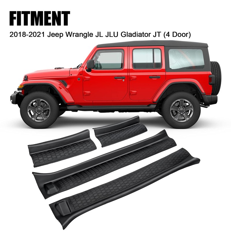 SUPAREE Door Sill Guards Kit fits JL, Black Rubber Door