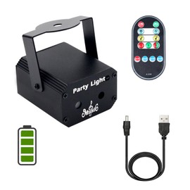 Sumger USB Rechargeable Indoor/Outdoor Laser Party Light Projector,32 Patterns Sound Activated Stage Strobe Effects Lights,Remote Control,Black