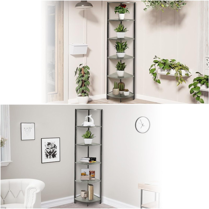 IRCPEN 6 Tier Corner Shelf, Industrial 63.1" Tall Ladder Corner