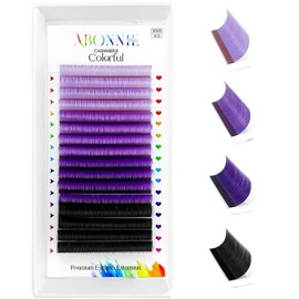 Colored Lash Extensions, 16 Rows Cashmere lash extensions, 0.07 D Curl Lash Extensions, 12-15mm Mix Classic Lash Extensions, Single Lash Extensions for Professional(0.07-D-Purple Gradient 12-15mm)