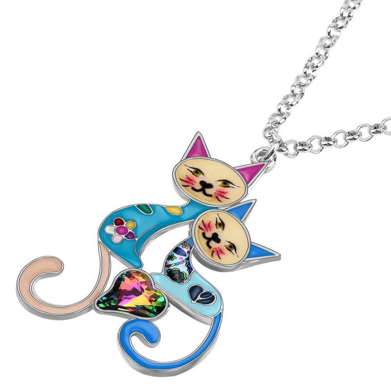 BONSNY - Collar con Colgante para Parejas y Gatos, esmaltado
