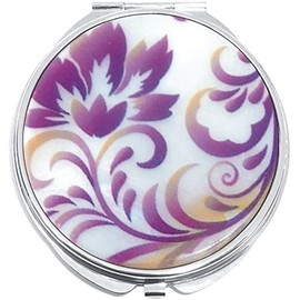 NewCharms Swirl Flower Compact with Mirrors - Perfect Pocket and Purse Size Folding Mirror for Applying Make Up Anywhere