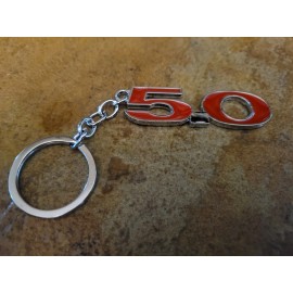 Ford 5.0 Mustang Logo Key Chain Red Chrome Style GT V8 Coyote Roush Saleen Ford Metal