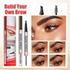 2-in-1 Dual-Ended Microblading Eyebrow Pencil with Brow Gel, Waterproof 4-Fork-Tip